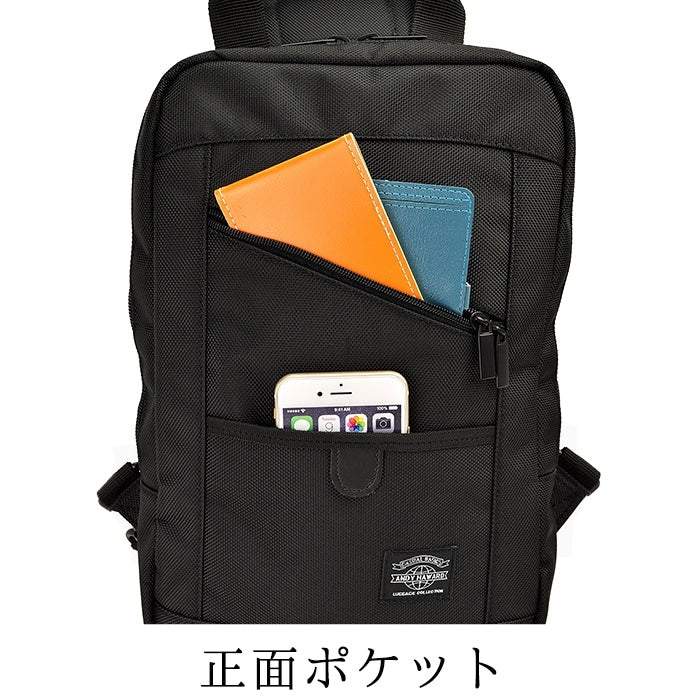 ワンショルダーバッグ サブバッグ メンズ 薄マチ A4 タブレット収納可能 キャリーオン機能 旅行 街持ち 黒 ANDY HAWARD 33732