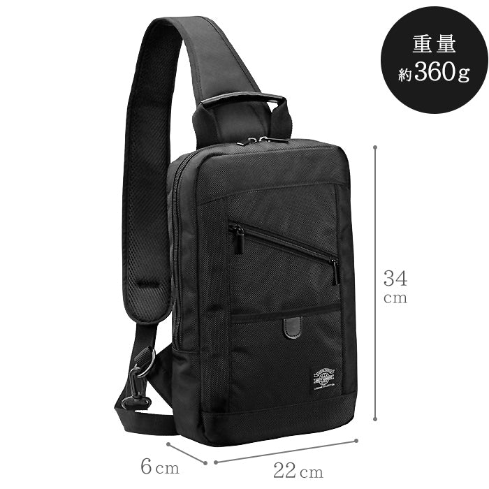 ワンショルダーバッグ サブバッグ メンズ 薄マチ A4 タブレット収納可能 キャリーオン機能 旅行 街持ち 黒 ANDY HAWARD 33732