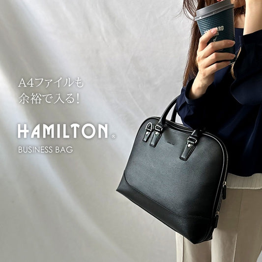 ブリーフケース ビジネスバッグ メンズ B4 PVC 角シボ 大開き フォーマル外回り 営業 出張 通勤 黒 HAMILTON 26630